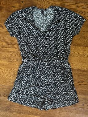 Orb Black and White Printed Romper